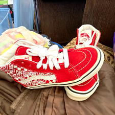VANS Sk8-Hi Kids Suede High Top Lace-Up Sneakers Red/White US 11 picture