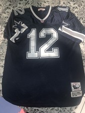 Mitchell & Ness Dallas Cowboys Roger Staubach #12 NFL Jersey Navy White, Size 56 picture