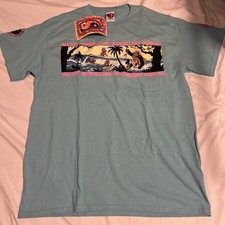 Vintage T&C Town Country Hawaii Surf All Day Rage All Night T-shirt L NWT Blue B picture