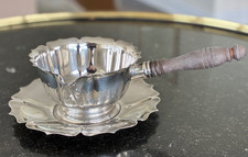 Lunt Early Dublin Silverplate Pipkin & Tray Wood Handle B-1 Vintage picture