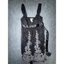 Speechless Y2K Black Mesh Floral Embroidered Glitter Cocktail Dress Large NWT picture