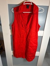 Tahari Womens Red Sleeveless Linen-Blend Tunic Top Size 10                 63-23 picture