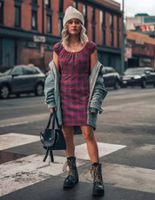 VTG Girlfriends LA Plaid Mini Dress 90s Clueless Mall Grunge SZ S picture