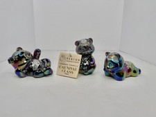 HTF Vintage Fenton Carnival Glass 3pc Bear Set 596/1250 W/label & Tag picture