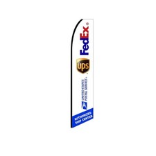 FedEx UPS USPS Ship Center Swooper Flutter Feather Flag | 3ft W x 11.5ft Tall picture