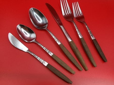 Interpur INR2 50 Piece MCM Set  Stainless Brown Composite Flatware JAPAN Serve 8 picture