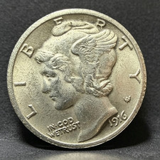 1916 -D Mercury Dime Low production in the first year As shown in the figure picture