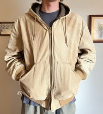 Vintage Distressed Walls Men's Insulated Hooded Full Zip Jacket Beige XL picture