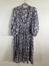 Daughters of India Dress Boho Peasant Blue Block Print Floral Large picture