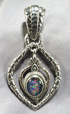 Sarda Bali Sterling Silver 925 Fire Opal Large Floating Statement Pendant picture