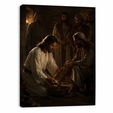 Jesus Washing Feet Canvas Art Christian Wall Decor Custom Religious Photo Gift picture