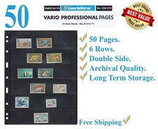 50 Lighthouse Vario 6S Stamp Stock Pages 6 Rows Double Side Archival Sheets New picture