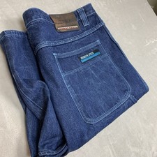 VTG Brooklyn Express Jean Shorts Mens 44 Blue Jorts Baggy Wide Carpenter Hip Hop picture