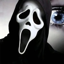 Scream Ghostface Mask Adult Full Head with Hood - Classic Horror Costume Prop picture