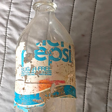 Pepsi Vintage Sugar-Free Clear Glass Soda Bottle, Blue/White Label picture