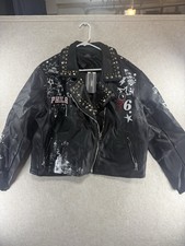 ⁠Pro Standard Philadelphia 76ers NBA Studded Black Biker Moto Jacket Size XL NWT picture