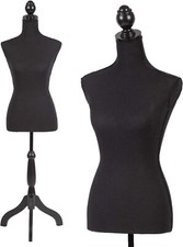 Female Mannequin Torso Dress Form Manikin Body with Wooden Tripod Base Stand picture