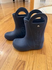 Kids Crocs Handle IT Navy Blue Waterproof Pull On Boots SZ 13 Excellent Cond. picture