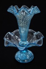  Fenton Epergne Blue Glass Pedestal Vase UV picture