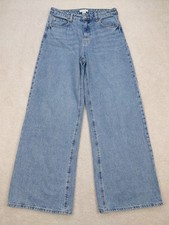 H&M Wide Leg Light Wash 100% Cotton Denim Jeans 30x31 Women's Size 8 picture