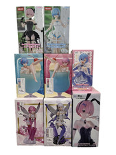 Re:Zero Figure Set of 8 ROUND1 Limited Rem Ram Emilia BiCute Bunnies Bulk Lot picture