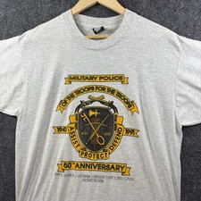 VTG 1991 US Army Military Police 50th Anniversary Shirt Men’s Gray Single Stitch picture