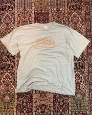 90s Nike Script Spellout T-Shirt Size XXL Heather Gray Center Logo picture