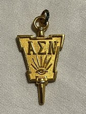 Vintage Alpha Sigma Nu Loyola Chicago 1991 Gold Tone Honor Society Pendant 10kGP picture