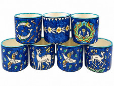 Set of 7 Vintage Armenian Pottery Mugs Jerusalem Pottery (Karakashian Bros) picture