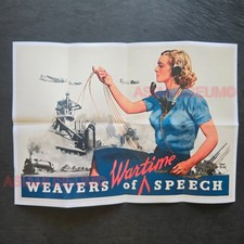 1940 WW2 USA AMERICA WOMEN TELEPHONE WEAVER WARTIME SPEECH PROPAGANDA POSTER Q28 picture