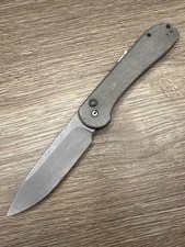 CIVIVI Elementum Button Lock Green Micarta 14C28N Bent Tip No Clip Used picture