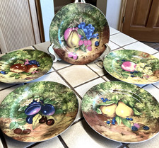 Rochard Limoges France Fruit Plates Set of 5 Still Life A.J. Heritage 7.5