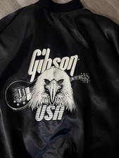 Vintage 80s Gibson USA  Tour Jacket Satin Bomber Jacket Large Mint 9.9/10 picture