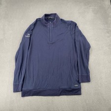 TravisMathew Mens XL Navy Blue Truss Logo Quarter Zip Fleece Pullover Sweater picture