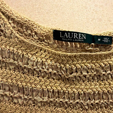 Lauren Ralph Lauren Lightweight Cotton Knit Striped Metallic Crewneck M picture