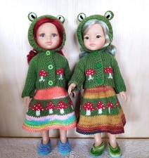Frog Outfit for Paola Reina Doll 13’/ 32cm, Mushroom Dress & Jacket with Frog picture