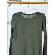 Madewell Olive Green Slub Jersey Long Sleeve Crew Neck Tee Shirt Women Size 1 S picture