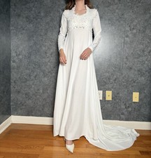 Vintage 1970s Empire Waist Wedding Gown — Cathedral Train  - 2/4 picture