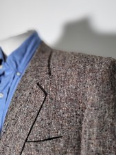 48L Vintage LeBaron Brown Hopsack Nubby Gold Button Wool Blazer Jacket Coat EUC picture