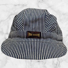 Vintage Big Smith Union Made Hickory Stripe Railroad Engineer Cap USA Sanforized picture
