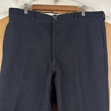 VTG LL Bean Pants Mens 38x29 Navy Blue Heavyweight Wool Flannel Outdoors Slacks picture