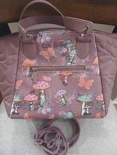 LUV BETSEY JOHNSON  PURPLE PURSE Butterflies Mushrooms  10x9x4 NEW & TAG picture