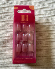 Digi by Glamnetic Press-On Nails Sweet Peach Pink Shiny Short Square +Glue N1054 picture