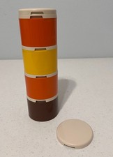 Tupperware Spice Shakers Stackable Harvest Colors 1308 Set of 4 With 2 Lids picture