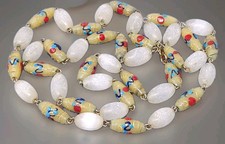 Vintage Venetian Glass Wedding Cake Bead Necklace 30