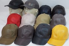 New 100% Genuine Real Lambskin Leather Baseball Cap Hat Sport Visor 12 COLORS picture