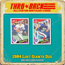 THROBACK custom Football Card Duo 1984 New York Giants Tuggle Mistler 1983 Team picture
