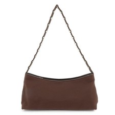 Ferragamo Varra Nylon Leather Chain Shoulder Bag Tote Brown Authentic Pre-owned picture