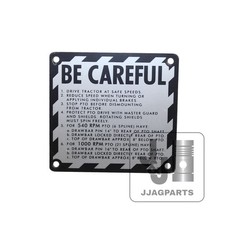 Be-Careful Plate -Fits  John Deere 1010 1020 2510 3010 3020 Tractor picture