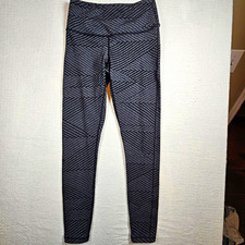 prAna Women's Leggings Size S Regular Gray/Black Geometric Ankle Logo Accent picture